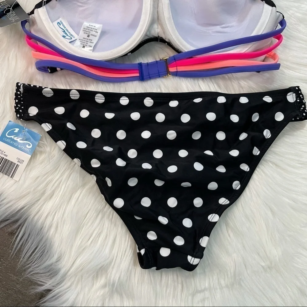 NWT California Waves Polka Dot Bikini Set Medium